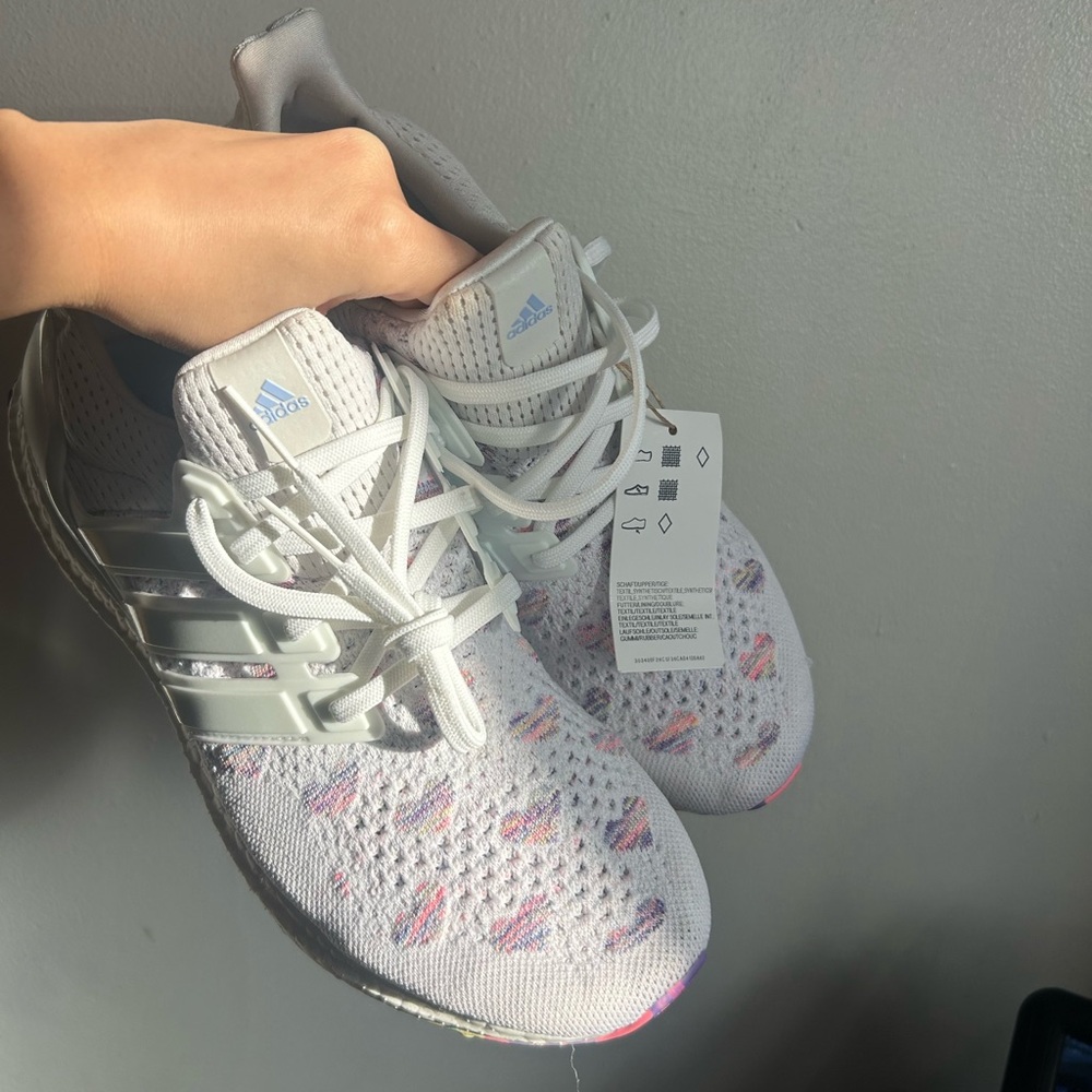 Adidas White and Multicolor Ultraboost Shoes - Picture 2 of 6